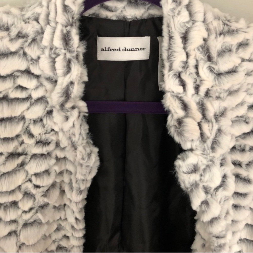 Alfred Dunner Furry Jacket (White and Grey) Size 10